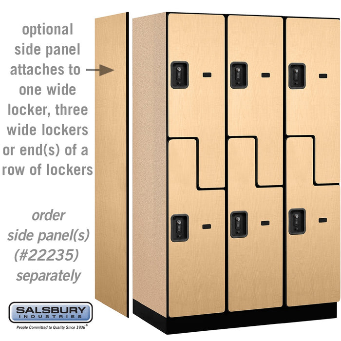 Salsbury 15" Wide Double Tier 'S' Style Designer Wood Locker - 3 Wide - 6 Feet High - 21 Inches Deep - Maple - Black Resettable Combination Locks - Sweatfully
