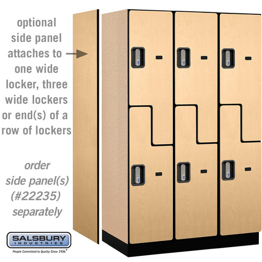 Salsbury 15" Wide Double Tier 'S' Style Designer Wood Locker - 3 Wide - 6 Feet High - 21 Inches Deep - Maple - Silver Electronic Locks - Sweatfully