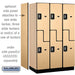 Salsbury 15" Wide Double Tier 'S' Style Designer Wood Locker - 3 Wide - 6 Feet High - 21 Inches Deep - Maple - Silver Resettable Combination Locks - Sweatfully