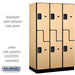 Salsbury 15" Wide Double Tier 'S' Style Designer Wood Locker - 3 Wide - 6 Feet High - 21 Inches Deep - Maple - Hasps - Sweatfully