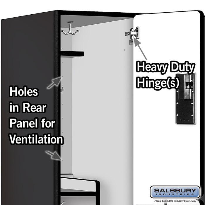 Salsbury 15" Wide Double Tier 'S' Style Designer Wood Locker - 3 Wide - 6 Feet High - 24 Inches Deep - Black - Hasps - Sweatfully