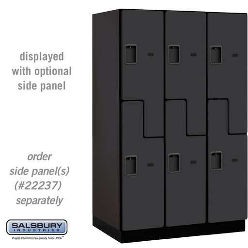 Salsbury 15" Wide Double Tier 'S' Style Designer Wood Locker - 3 Wide - 6 Feet High - 24 Inches Deep - Black - Hasps - Sweatfully