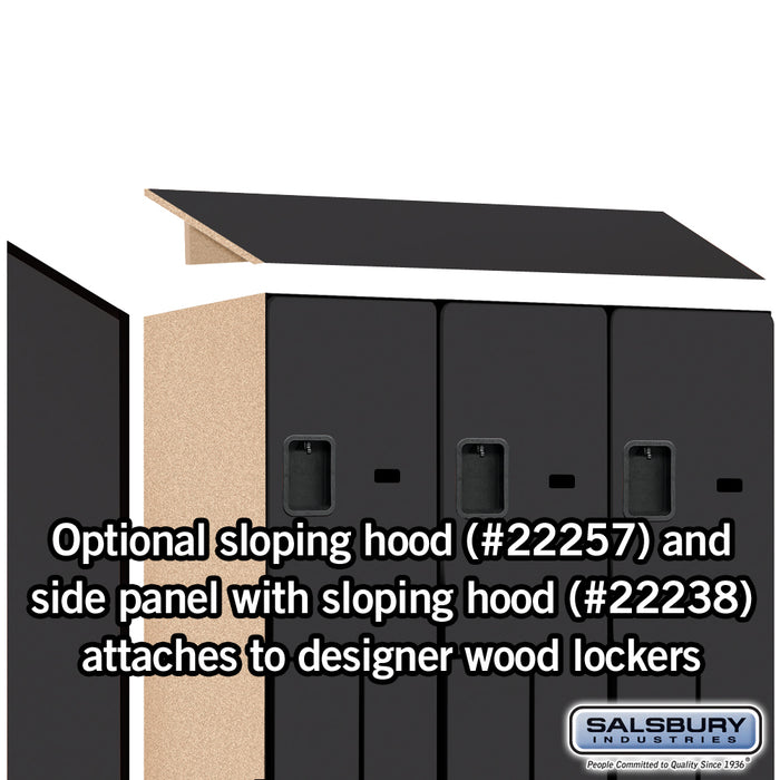 Salsbury 15" Wide Double Tier 'S' Style Designer Wood Locker - 3 Wide - 6 Feet High - 24 Inches Deep - Black - Hasps - Sweatfully