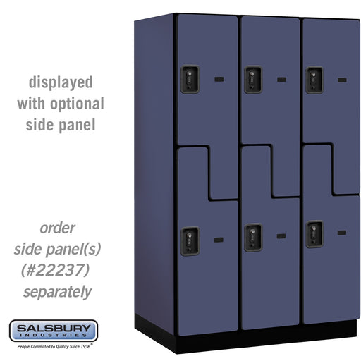 Salsbury 15" Wide Double Tier 'S' Style Designer Wood Locker - 3 Wide - 6 Feet High - 24 Inches Deep - Blue - Black Resettable Combination Locks - Sweatfully
