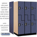 Salsbury 15" Wide Double Tier 'S' Style Designer Wood Locker - 3 Wide - 6 Feet High - 24 Inches Deep - Blue - Silver Electronic Locks - Sweatfully