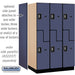 Salsbury 15" Wide Double Tier 'S' Style Designer Wood Locker - 3 Wide - 6 Feet High - 24 Inches Deep - Blue - Silver Resettable Combination Locks - Sweatfully