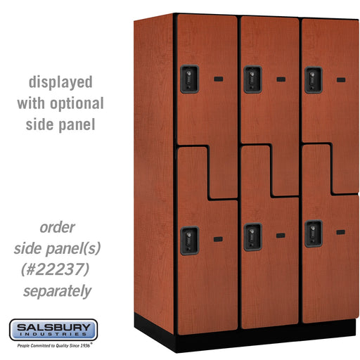 Salsbury 15" Wide Double Tier 'S' Style Designer Wood Locker - 3 Wide - 6 Feet High - 24 Inches Deep - Cherry - Black Resettable Combination Locks - Sweatfully