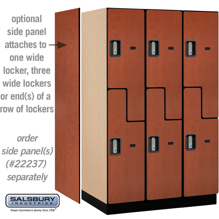 Salsbury 15" Wide Double Tier 'S' Style Designer Wood Locker - 3 Wide - 6 Feet High - 24 Inches Deep - Cherry - Silver Electronic Locks - Sweatfully