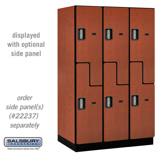 Salsbury 15" Wide Double Tier 'S' Style Designer Wood Locker - 3 Wide - 6 Feet High - 24 Inches Deep - Cherry - Silver Electronic Locks - Sweatfully