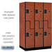 Salsbury 15" Wide Double Tier 'S' Style Designer Wood Locker - 3 Wide - 6 Feet High - 24 Inches Deep - Cherry - Hasps - Sweatfully