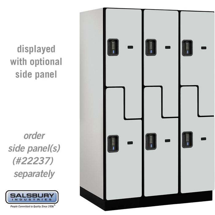 Salsbury 15" Wide Double Tier 'S' Style Designer Wood Locker - 3 Wide - 6 Feet High - 24 Inches Deep - Gray - Black Electronic Locks - Sweatfully