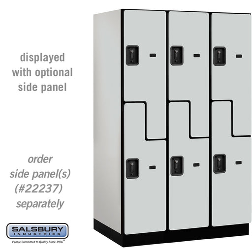 Salsbury 15" Wide Double Tier 'S' Style Designer Wood Locker - 3 Wide - 6 Feet High - 24 Inches Deep - Gray - Black Resettable Combination Locks - Sweatfully