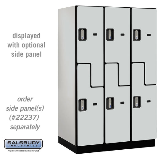 Salsbury 15" Wide Double Tier 'S' Style Designer Wood Locker - 3 Wide - 6 Feet High - 24 Inches Deep - Gray - Silver Electronic Locks - Sweatfully
