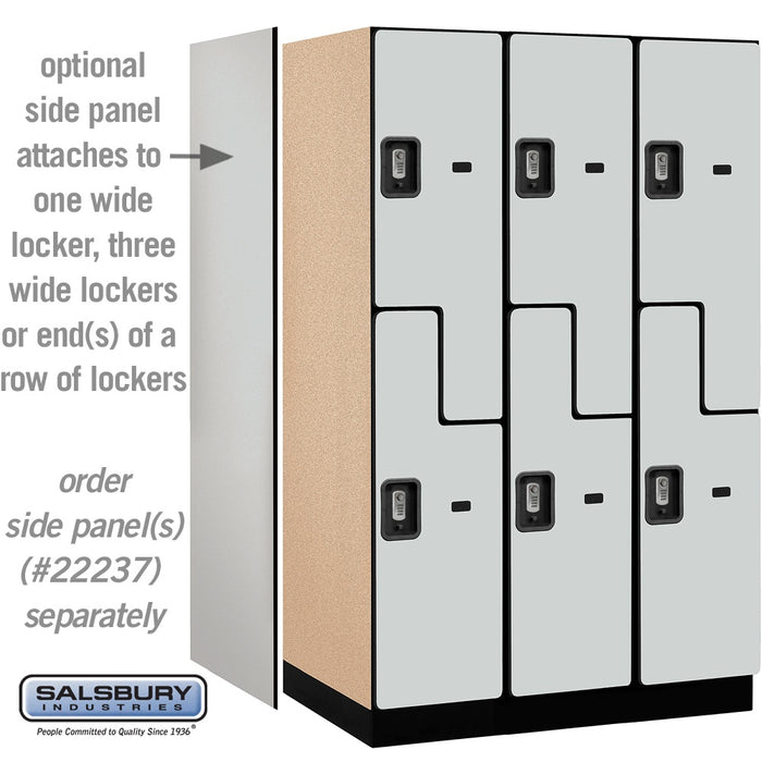 Salsbury 15" Wide Double Tier 'S' Style Designer Wood Locker - 3 Wide - 6 Feet High - 24 Inches Deep - Gray - Silver Resettable Combination Locks - Sweatfully