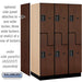 Salsbury 15" Wide Double Tier 'S' Style Designer Wood Locker - 3 Wide - 6 Feet High - 24 Inches Deep - Mahogany - Black Electronic Locks - Sweatfully