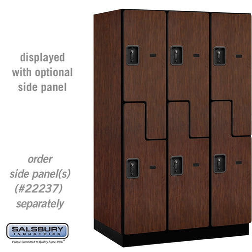 Salsbury 15" Wide Double Tier 'S' Style Designer Wood Locker - 3 Wide - 6 Feet High - 24 Inches Deep - Mahogany - Black Resettable Combination Locks - Sweatfully