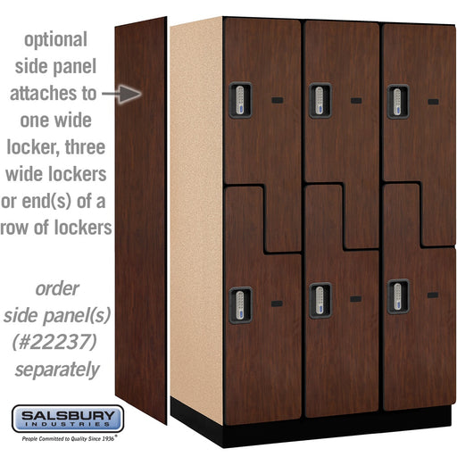 Salsbury 15" Wide Double Tier 'S' Style Designer Wood Locker - 3 Wide - 6 Feet High - 24 Inches Deep - Mahogany - Silver Electronic Locks - Sweatfully