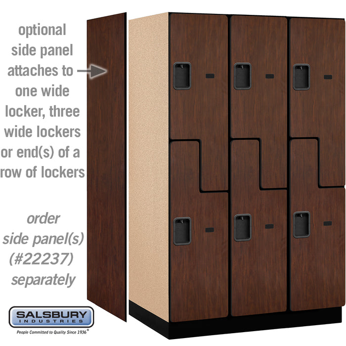 Salsbury 15" Wide Double Tier 'S' Style Designer Wood Locker - 3 Wide - 6 Feet High - 24 Inches Deep - Mahogany - Hasps - Sweatfully