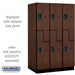 Salsbury 15" Wide Double Tier 'S' Style Designer Wood Locker - 3 Wide - 6 Feet High - 24 Inches Deep - Mahogany - Hasps - Sweatfully