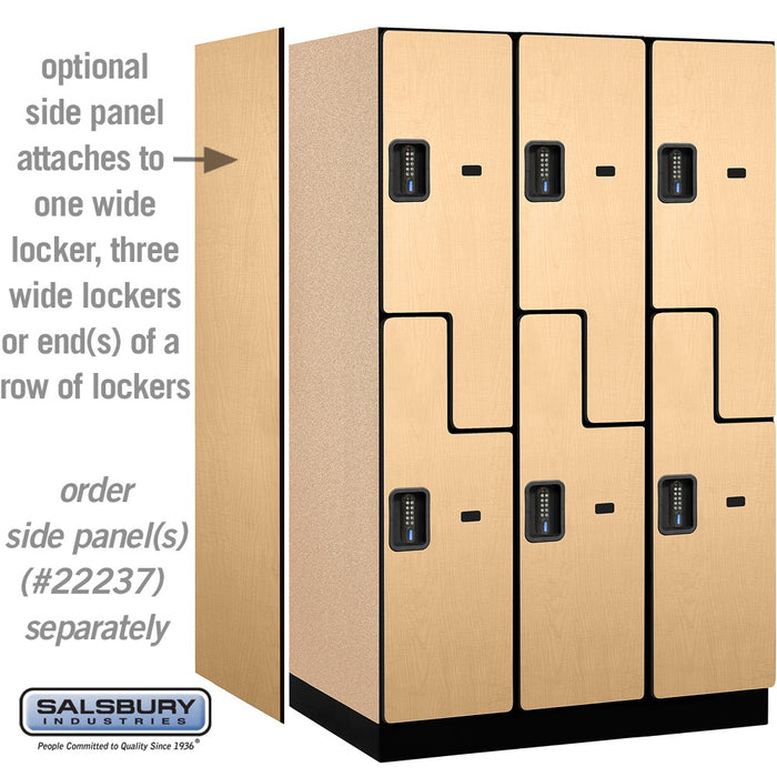 Salsbury 15" Wide Double Tier 'S' Style Designer Wood Locker - 3 Wide - 6 Feet High - 24 Inches Deep - Maple - Black Electronic Locks - Sweatfully