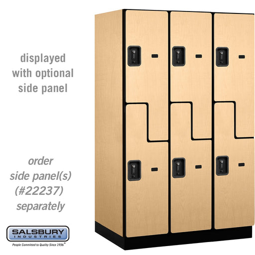 Salsbury 15" Wide Double Tier 'S' Style Designer Wood Locker - 3 Wide - 6 Feet High - 24 Inches Deep - Maple - Black Resettable Combination Locks - Sweatfully