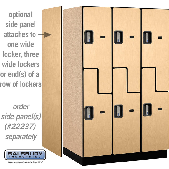 Salsbury 15" Wide Double Tier 'S' Style Designer Wood Locker - 3 Wide - 6 Feet High - 24 Inches Deep - Maple - Silver Electronic Locks - Sweatfully