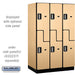 Salsbury 15" Wide Double Tier 'S' Style Designer Wood Locker - 3 Wide - 6 Feet High - 24 Inches Deep - Maple - Silver Electronic Locks - Sweatfully