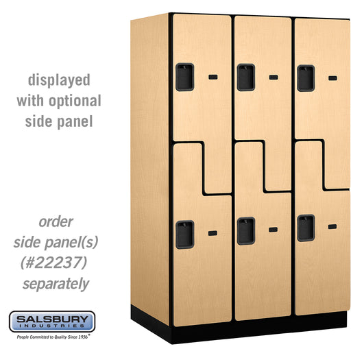 Salsbury 15" Wide Double Tier 'S' Style Designer Wood Locker - 3 Wide - 6 Feet High - 24 Inches Deep - Maple - Hasps - Sweatfully
