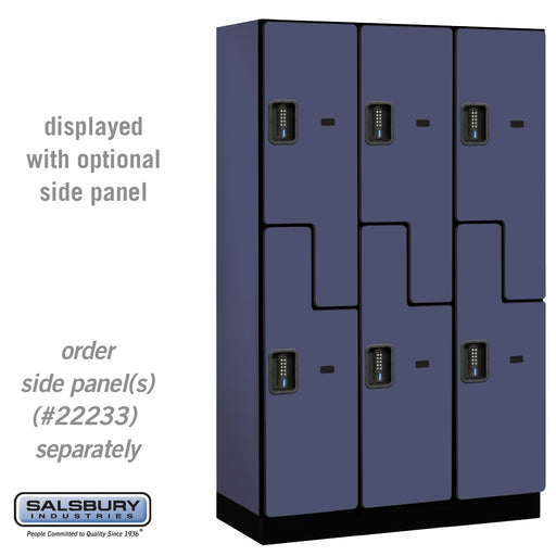 Salsbury 15" Wide Double Tier 'S' Style Designer Wood Locker - 3 Wide - 6 Feet High - 18 Inches Deep - Blue - Black Electronic Locks - Sweatfully