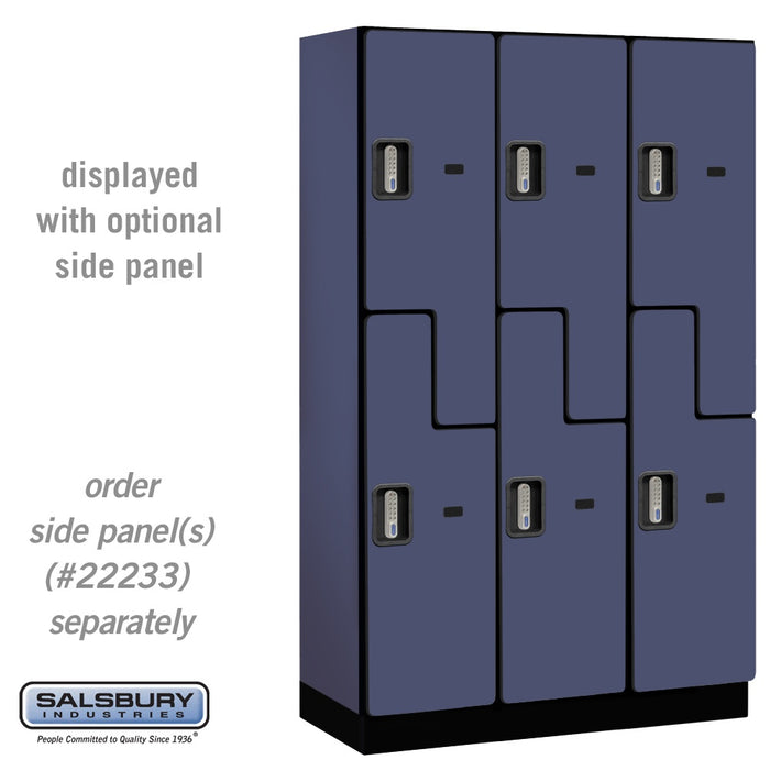 Salsbury 15" Wide Double Tier 'S' Style Designer Wood Locker - 3 Wide - 6 Feet High - 18 Inches Deep - Blue - Silver Electronic Locks - Sweatfully
