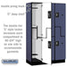 Salsbury 15" Wide Double Tier 'S' Style Designer Wood Locker - 3 Wide - 6 Feet High - 18 Inches Deep - Blue - Silver Resettable Combination Locks - Sweatfully
