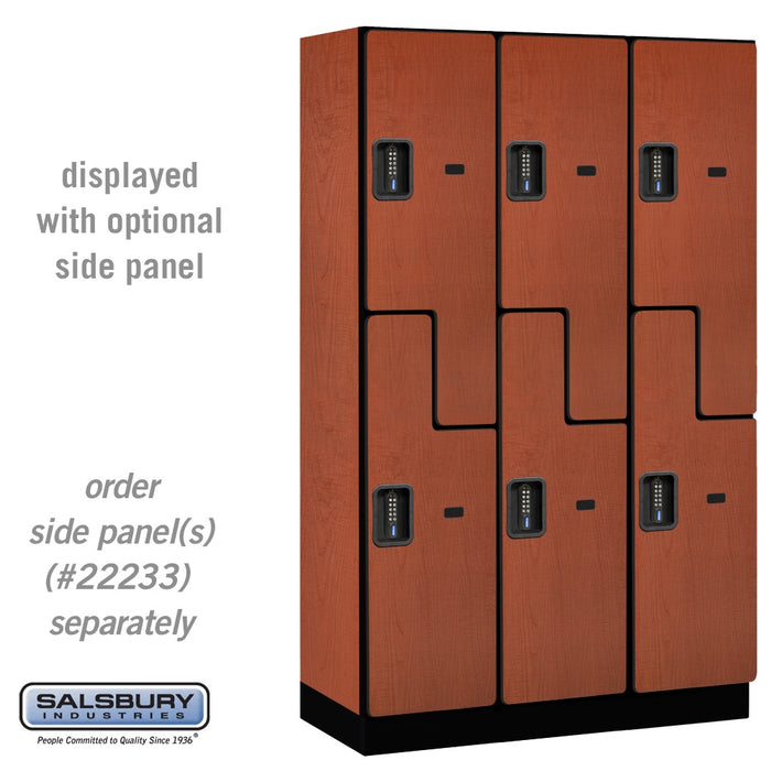 Salsbury 15" Wide Double Tier 'S' Style Designer Wood Locker - 3 Wide - 6 Feet High - 18 Inches Deep - Cherry - Black Electronic Locks - Sweatfully