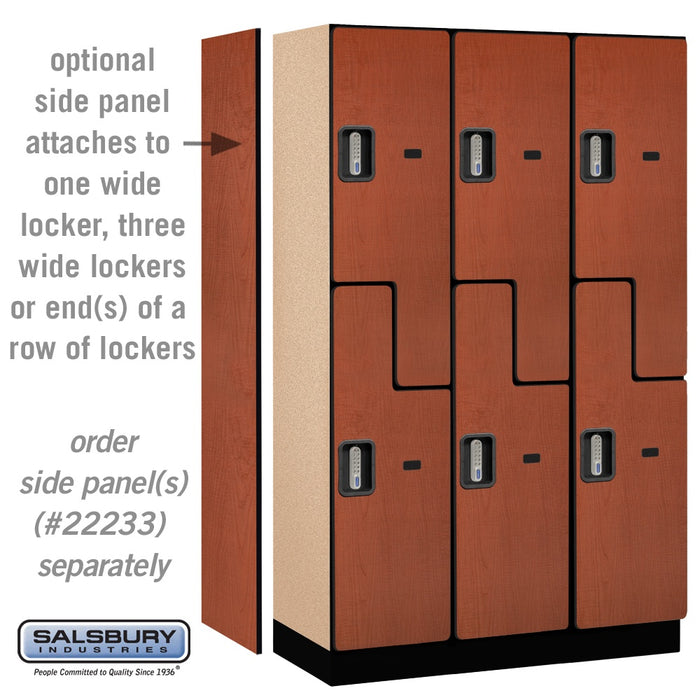 Salsbury 15" Wide Double Tier 'S' Style Designer Wood Locker - 3 Wide - 6 Feet High - 18 Inches Deep - Cherry - Silver Electronic Locks - Sweatfully
