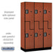 Salsbury 15" Wide Double Tier 'S' Style Designer Wood Locker - 3 Wide - 6 Feet High - 18 Inches Deep - Cherry - Silver Electronic Locks - Sweatfully