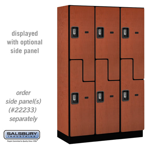 Salsbury 15" Wide Double Tier 'S' Style Designer Wood Locker - 3 Wide - 6 Feet High - 18 Inches Deep - Cherry - Silver Resettable Combination Locks - Sweatfully