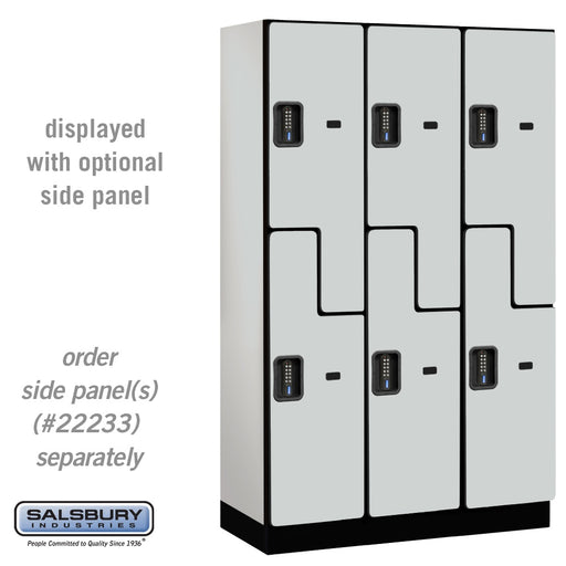 Salsbury 15" Wide Double Tier 'S' Style Designer Wood Locker - 3 Wide - 6 Feet High - 18 Inches Deep - Gray - Black Electronic Locks - Sweatfully
