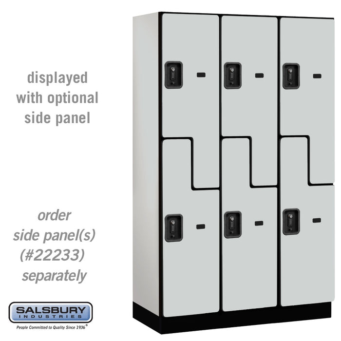 Salsbury 15" Wide Double Tier 'S' Style Designer Wood Locker - 3 Wide - 6 Feet High - 18 Inches Deep - Gray - Black Resettable Combination Locks - Sweatfully