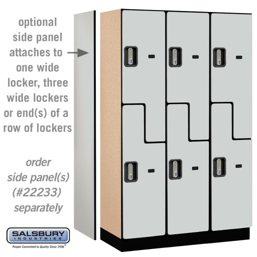 Salsbury 15" Wide Double Tier 'S' Style Designer Wood Locker - 3 Wide - 6 Feet High - 18 Inches Deep - Gray - Silver Electronic Locks - Sweatfully