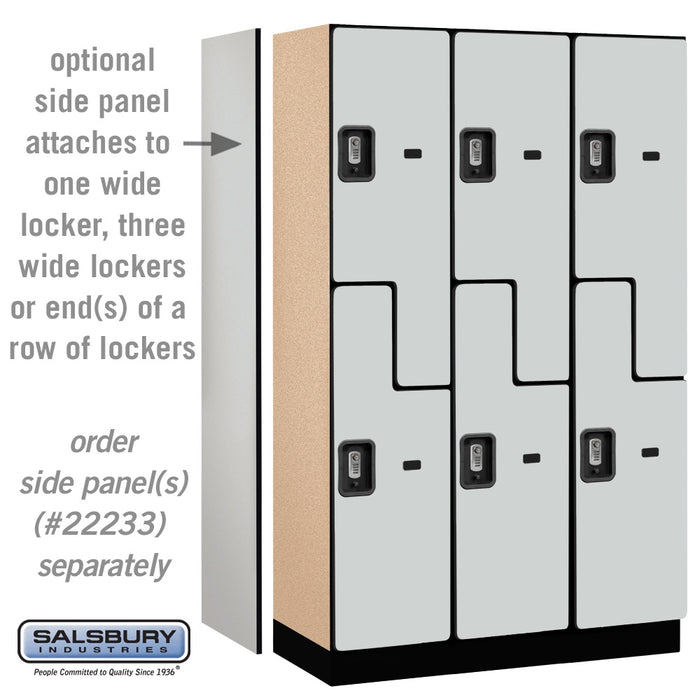 Salsbury 15" Wide Double Tier 'S' Style Designer Wood Locker - 3 Wide - 6 Feet High - 18 Inches Deep - Gray - Silver Resettable Combination Locks - Sweatfully