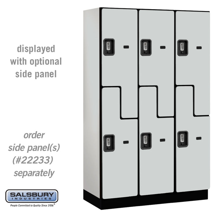 Salsbury 15" Wide Double Tier 'S' Style Designer Wood Locker - 3 Wide - 6 Feet High - 18 Inches Deep - Gray - Silver Resettable Combination Locks - Sweatfully