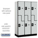Salsbury 15" Wide Double Tier 'S' Style Designer Wood Locker - 3 Wide - 6 Feet High - 18 Inches Deep - Gray - Silver Resettable Combination Locks - Sweatfully
