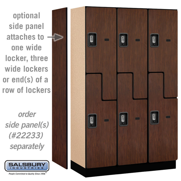 Salsbury 15" Wide Double Tier 'S' Style Designer Wood Locker - 3 Wide - 6 Feet High - 18 Inches Deep - Mahogany - Silver Resettable Combination Locks - Sweatfully