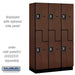 Salsbury 15" Wide Double Tier 'S' Style Designer Wood Locker - 3 Wide - 6 Feet High - 18 Inches Deep - Mahogany - Silver Resettable Combination Locks - Sweatfully