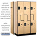 Salsbury 15" Wide Double Tier 'S' Style Designer Wood Locker - 3 Wide - 6 Feet High - 18 Inches Deep - Maple - Black Electronic Locks - Sweatfully