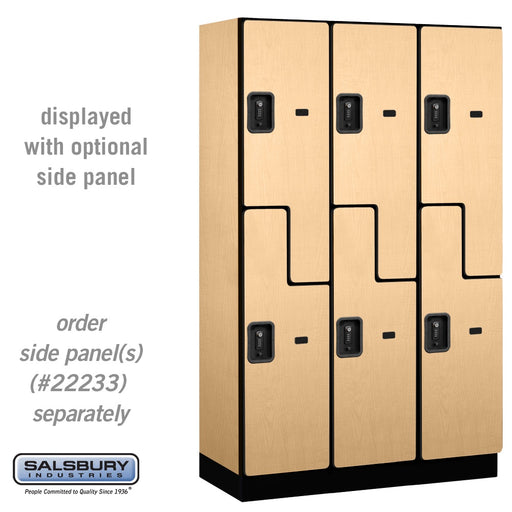 Salsbury 15" Wide Double Tier 'S' Style Designer Wood Locker - 3 Wide - 6 Feet High - 18 Inches Deep - Maple - Black Resettable Combination Locks - Sweatfully