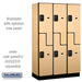 Salsbury 15" Wide Double Tier 'S' Style Designer Wood Locker - 3 Wide - 6 Feet High - 18 Inches Deep - Maple - Black Resettable Combination Locks - Sweatfully