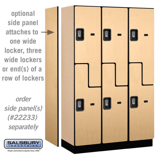 Salsbury 15" Wide Double Tier 'S' Style Designer Wood Locker - 3 Wide - 6 Feet High - 18 Inches Deep - Maple - Silver Resettable Combination Locks - Sweatfully