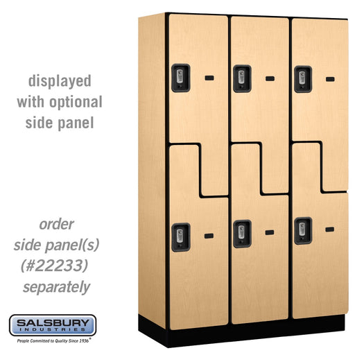 Salsbury 15" Wide Double Tier 'S' Style Designer Wood Locker - 3 Wide - 6 Feet High - 18 Inches Deep - Maple - Silver Resettable Combination Locks - Sweatfully
