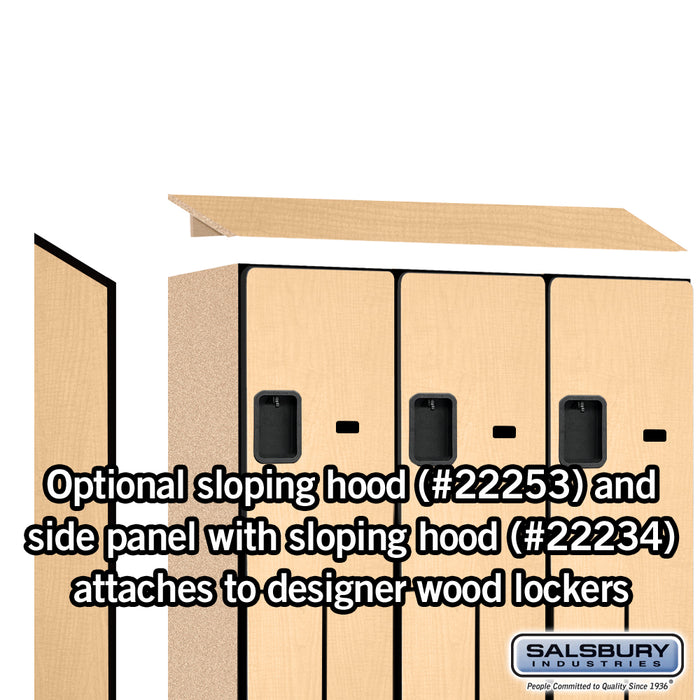 Salsbury 15" Wide Double Tier 'S' Style Designer Wood Locker - 3 Wide - 6 Feet High - 18 Inches Deep - Maple - Hasps - Sweatfully