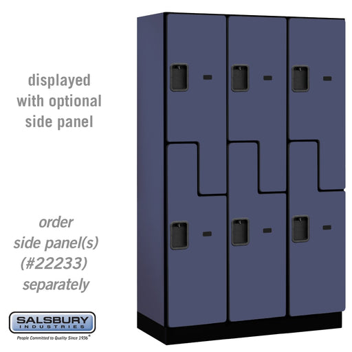 Salsbury 15" Wide Double Tier 'S' Style Designer Wood Locker - 3 Wide - 6 Feet High - 18 Inches Deep - Blue - Hasps - Sweatfully